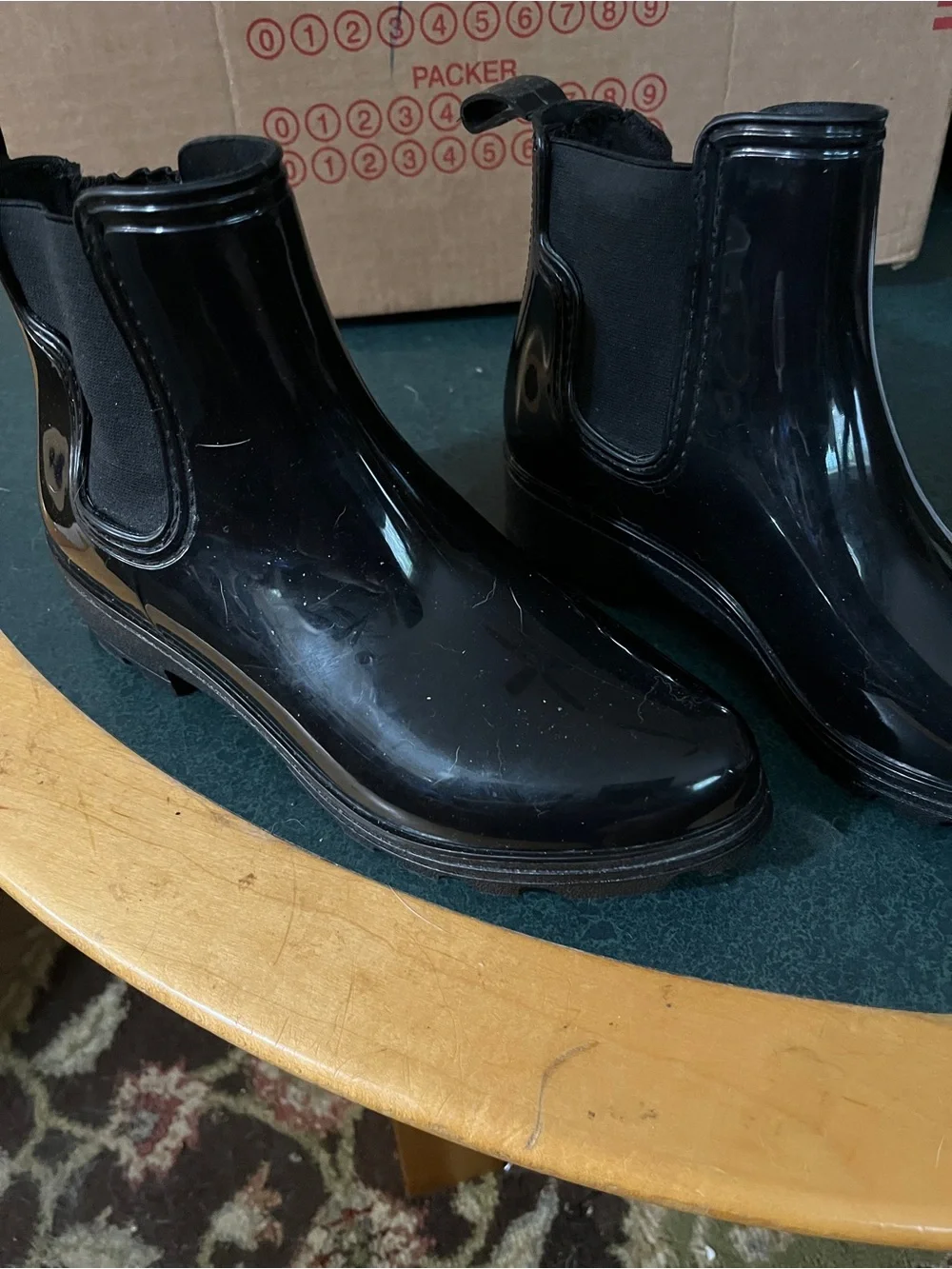 Capelli of New York Glossy Black Chelsea Rain Boots 10